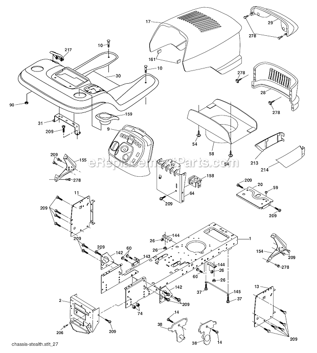 Poulan PK20H42YT (96012000700) Lawn Tractor Chassis Diagram