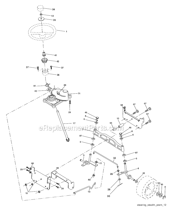 Poulan PK20H42YT (96012000700) Lawn Tractor Steering_Assembly Diagram