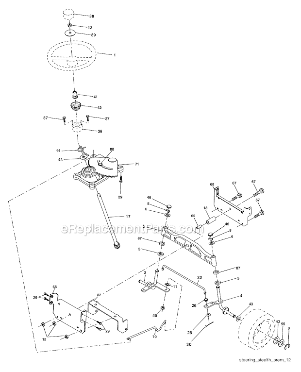 Poulan PK20H42YT (96017000200) Lawn Tractor Steering_Assembly Diagram
