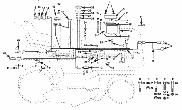 Poulan PP1844B Lawn Tractor Page B Diagram