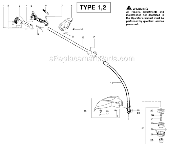 Poulan Pro PPB150E Type 2 Gas Trimmer Page B Diagram
