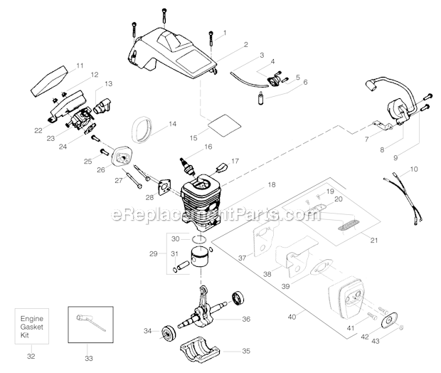 Poulan PPB1838LE Chain Saw Engine_Assembly Diagram