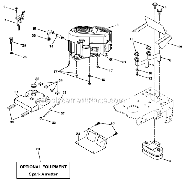 Poulan PR25PH48STA Parts List and Diagram : eReplacementParts.com