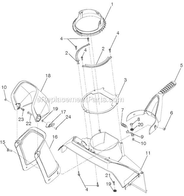 Poulan Pro PR621 (96182000301)(2011-06) Manual Start Snowblower Chute Diagram