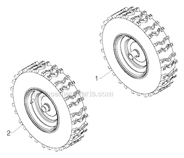 Poulan Pro PR624ES (96198004604)(2012-08) Snowblower Wheels Tires Diagram