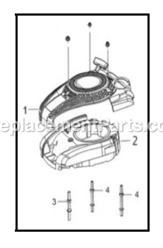 Powermate PFTT1421 11 In. 150cc Gas Front Tine Tiller Engine Shroud And Recoil Diagram