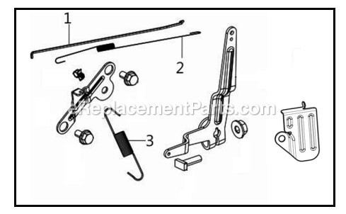 Powermate PFTT142 11 In. 150cc Gas Front Tine Tiller Throttle And Governor Control Assembly Diagram