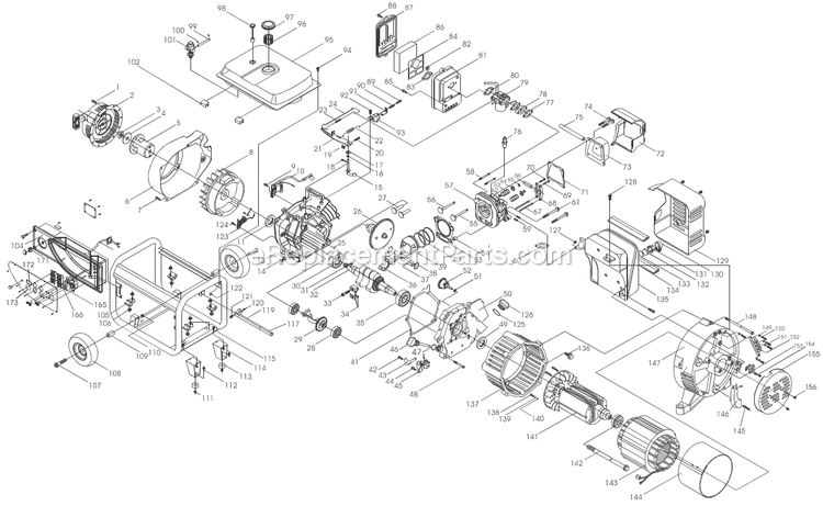 Powermate PM0106004 Electric Generator Section1 Diagram