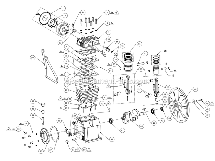 Powermate V5018055 Two Stage Belt Drive Electric Air Compressor Section2 Diagram