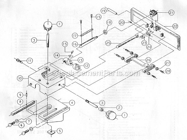 Powermatic 33-B Combination Belt And Disc Sander Fence_Assembly Diagram