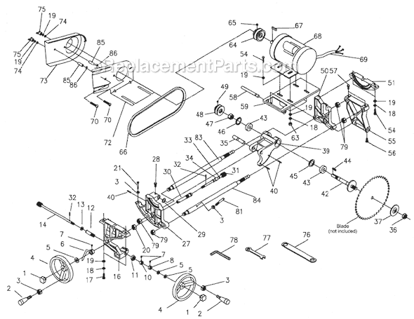 Powermatic 64A (1791271K) 10 in. w/50 in. Rails- 27 x 36 Extension Table- Legs- Route-R-Lift Contractors Table Saw Page C Diagram