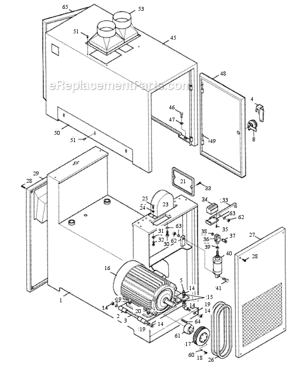 Powermatic RB-37 Wide Belt Sander Cabinet And Motor Diagram