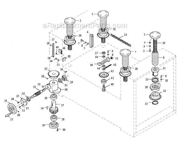 Powermatic RB-37 Wide Belt Sander Table Raising Diagram