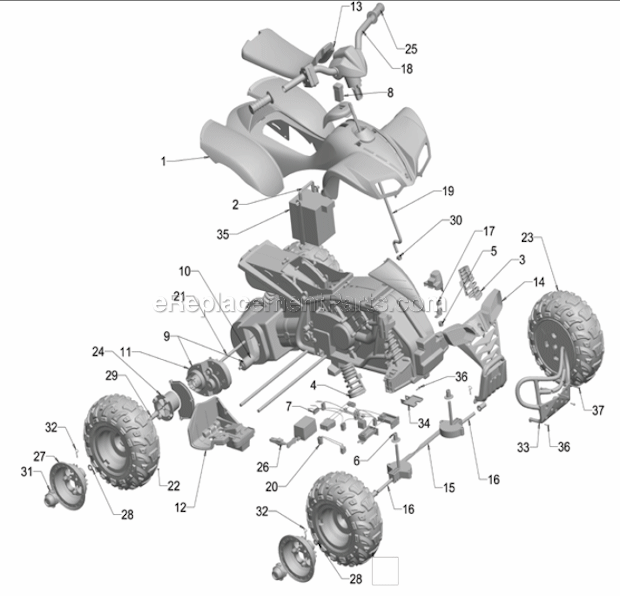 Power Wheels W4715 Barbie KFX Page A Diagram