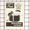 Presto Pressure Cooker Instruction/re part number: 72165