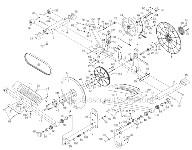 ProForm 285431 Xp 110 Elliptical Page B Diagram