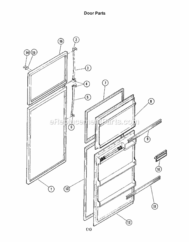 Roper 8614W0A Top Freezer Refrigerators* Door Parts Diagram