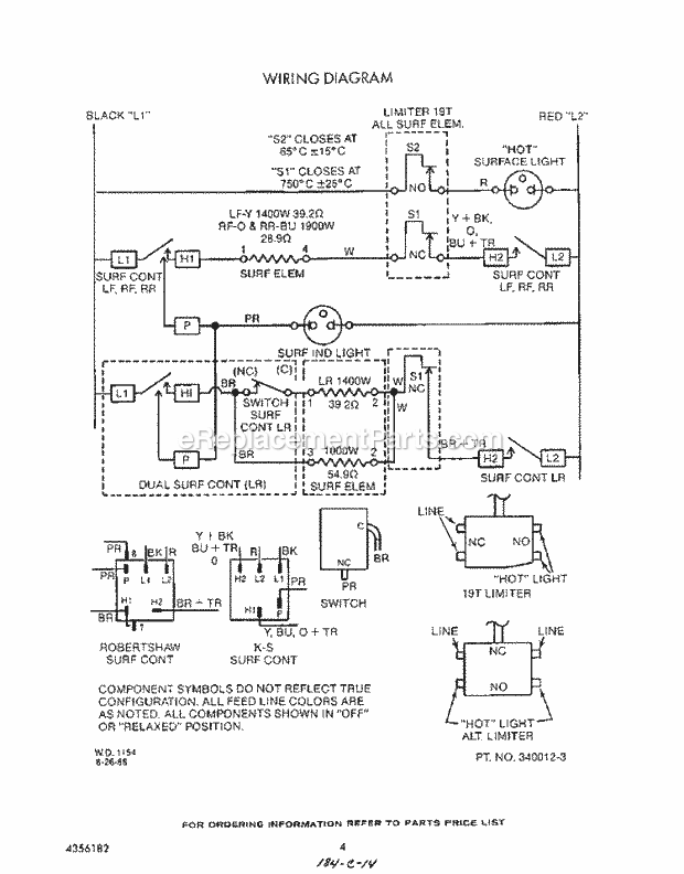 Roper C3408B1 Electric Ranges, Electric* Page D Diagram