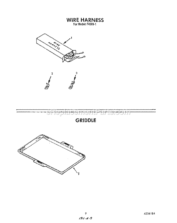 Roper F4508W1 Gas Range (Gas)* Wire Harness , Griddle Diagram