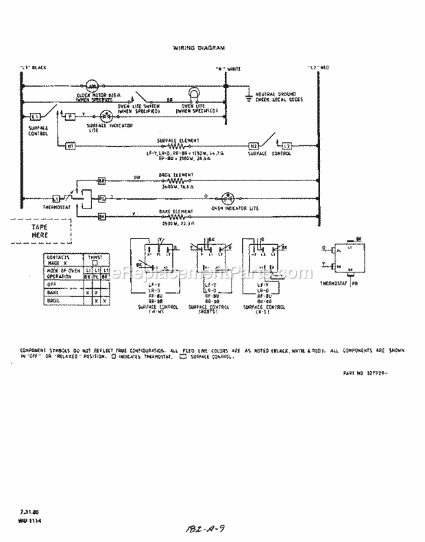 Roper F5007W0 Electric Ranges, Electric* Page F Diagram
