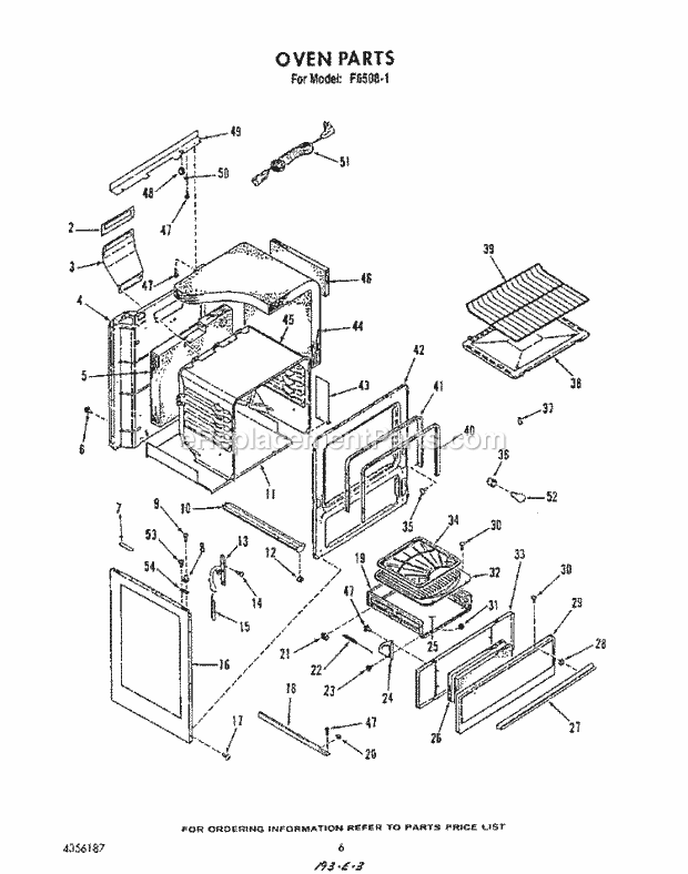 Roper F6508W1 Gas Range (Gas)* Oven Diagram