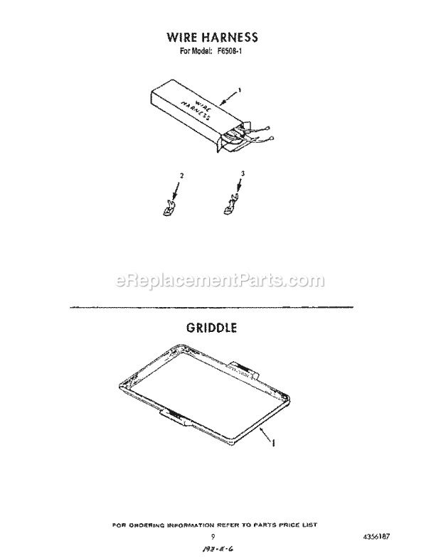 Roper F6508W1 Gas Range (Gas)* Wire Harness , Griddle Diagram