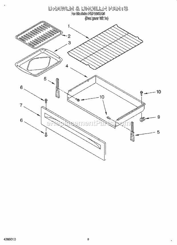 Roper FEP330EQ0 Freestanding, Electric Electric Range Drawer and Broiler Diagram