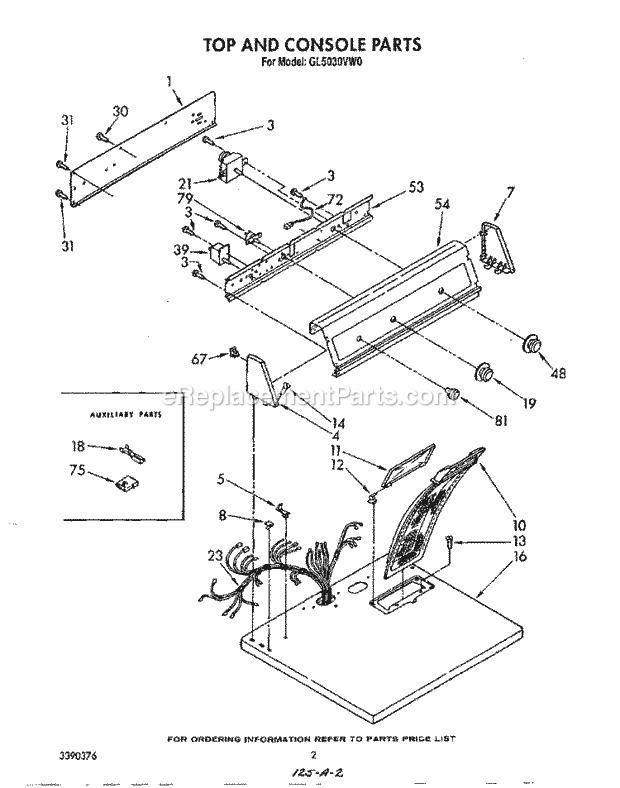 Roper GL5030VW0 Residential Residential Dryer Cabinet Diagram