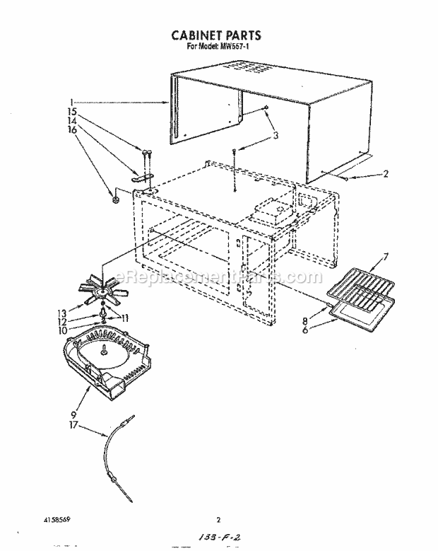 Roper MW5571 Table Top Microwaves Cabinet Diagram
