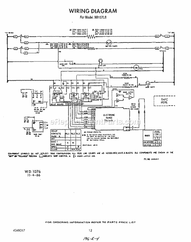 Roper N9157L0 Electric Ranges, Electric* Page I Diagram