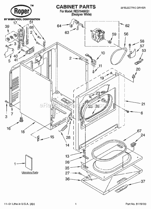 Roper RES7646KQ1 Residential Dryer Page B Diagram