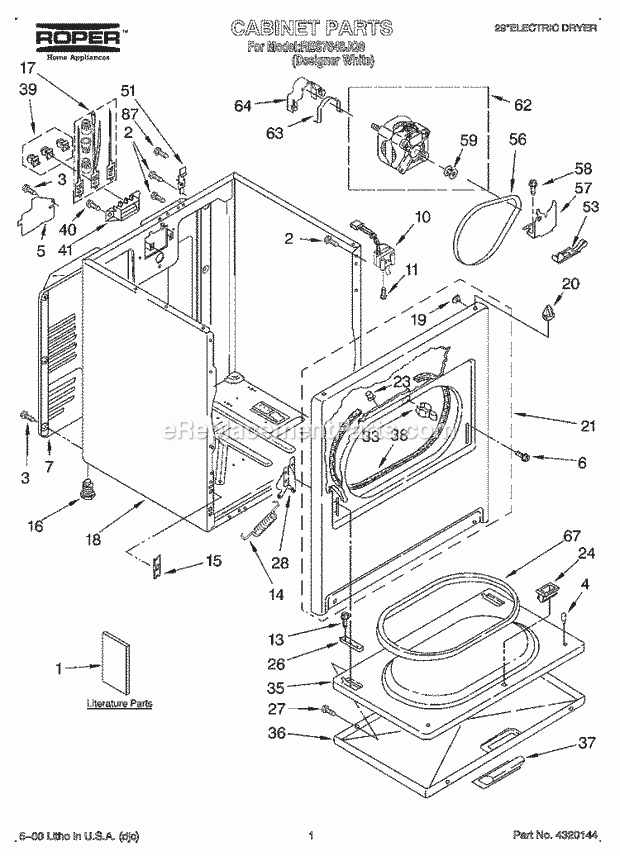 Roper RES7648JQ0 Residential Electric Dryer Page B Diagram