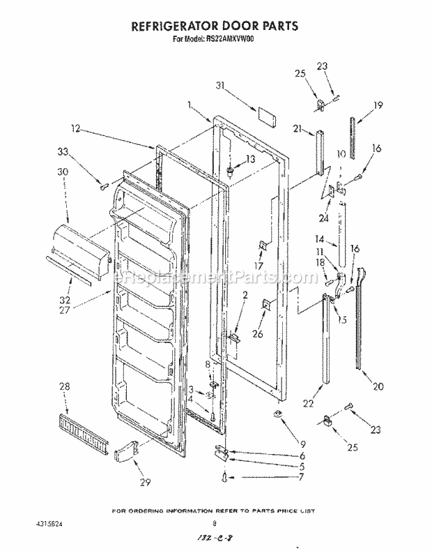 Roper RS22AMXVW00 Side-By-Side Refrigerators* Refrigerator Door Diagram