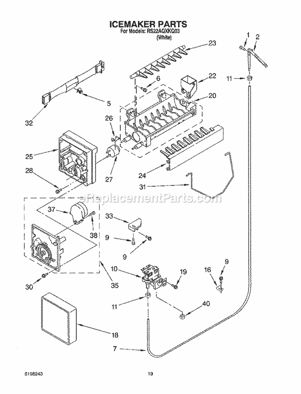 Roper RS22AQXKQ03 Side-By-Side Refrigerator Ice Maker, Optional Diagram