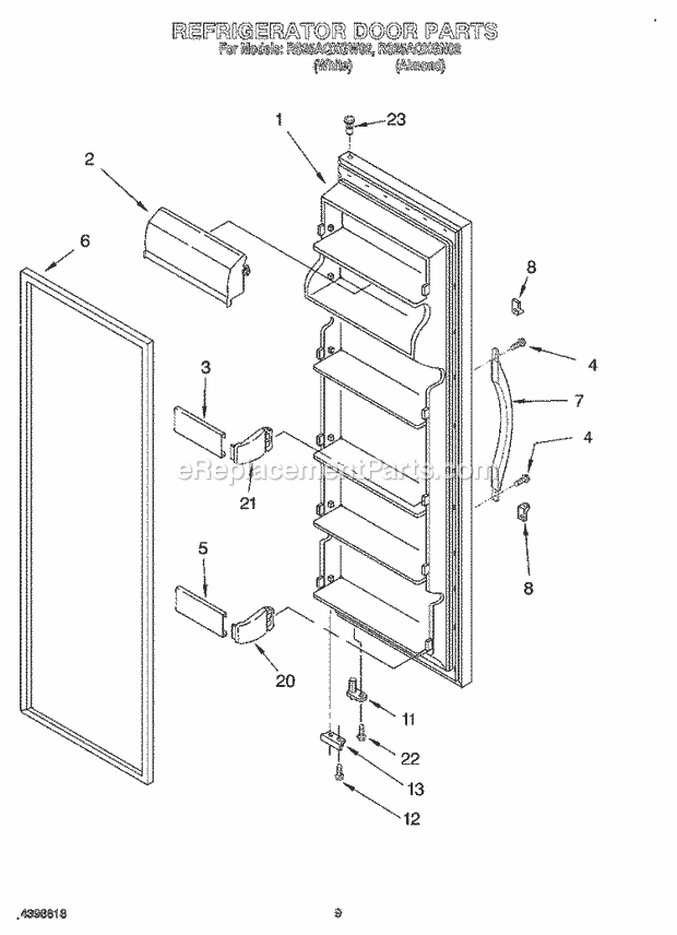 Roper RS25AQXGN02 Side-By-Side Side-By-Side Refrigerator Refrigerator Door Diagram