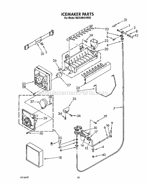 Roper RS25AWXVW02 Side-By-Side Refrigerators* Icemaker, Lit/Optional Diagram