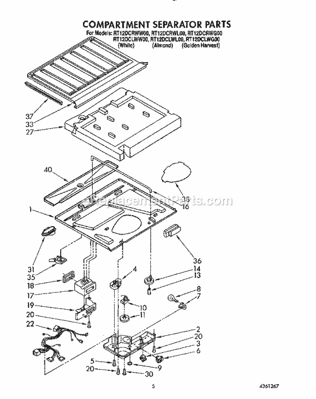 Roper RT12DCRWW00 Top Freezer Refrigerators* Compartment Separator Diagram