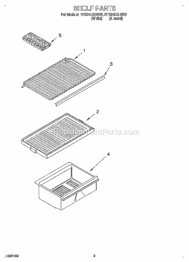 Roper RT12VKXHN00 Top Freezer Refrigerator Shelf Diagram