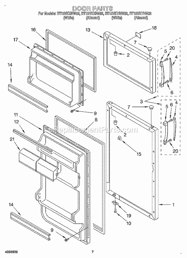 Roper RT12VKYHN02 Top Freezer Refrigerator Door, Optional Diagram