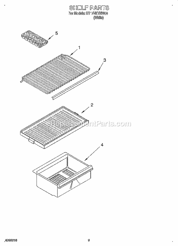 Roper RT12VKYHW00 Top Freezer Refrigerator Shelf Diagram