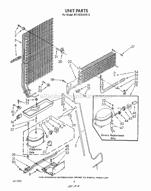 Roper RT14CKXVW10 Top Freezer Refrigerators* Unit Diagram