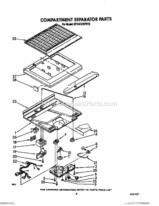 Roper RT14CKXVW12 Top Freezer Refrigerators* Compartment Separator Diagram