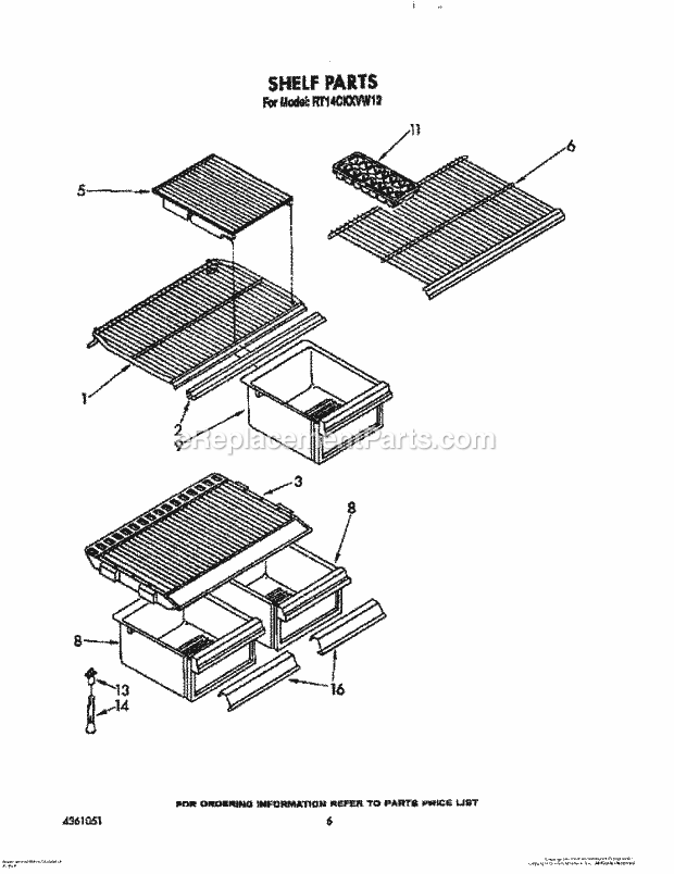 Roper RT14CKXVW12 Top Freezer Refrigerators* Shelf Diagram