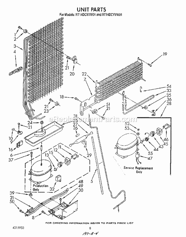 Roper RT14DCXVW01 Top Freezer Refrigerators* Unit Diagram