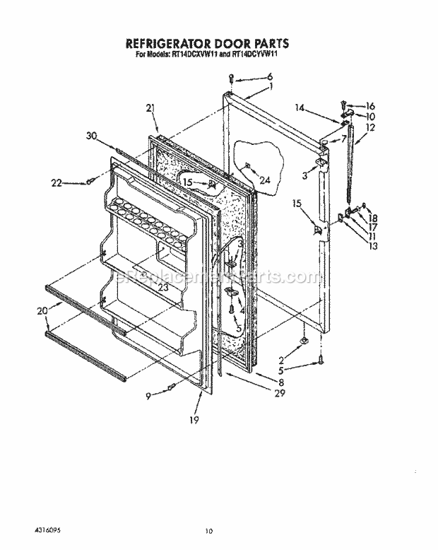 Roper RT14DCXVW11 Top Freezer Refrigerators* Refrigerator Door, Lit/Optional Diagram