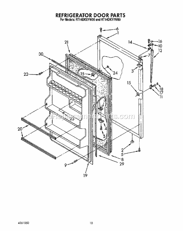 Roper RT14DKYYW00 Top Freezer Refrigerator Refrigerator Door, Lit/Optional Diagram