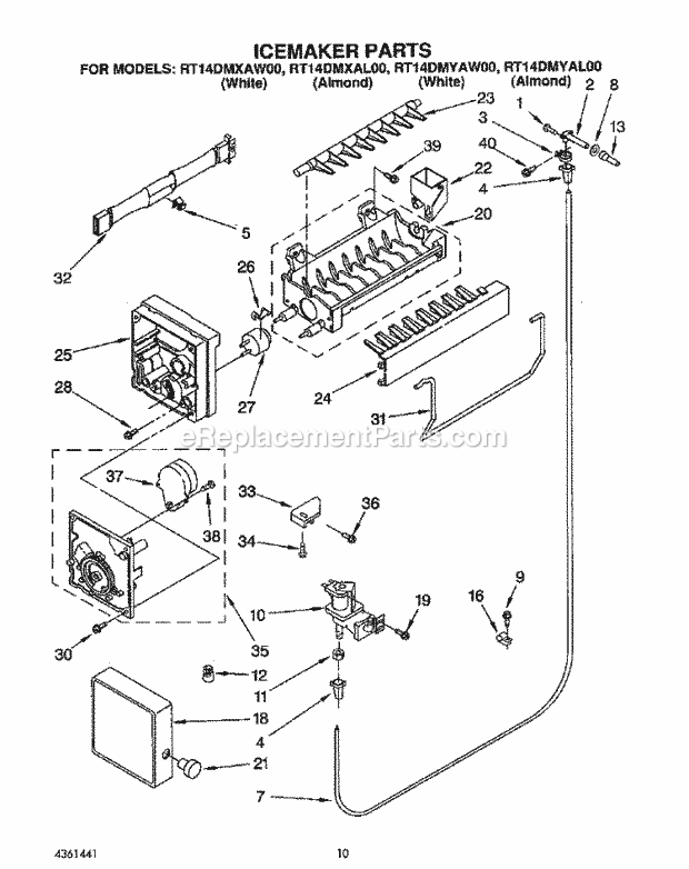 Roper RT14DMYAW00 Top Freezer Refrigerators* Icemaker Diagram