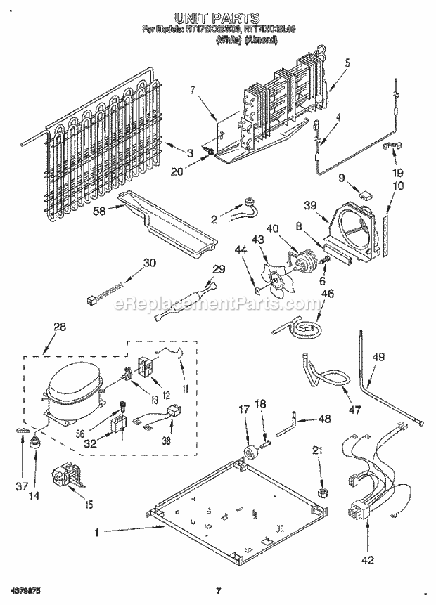 Roper RT17DKXBL00 Top Freezer Refrigerators Unit Diagram