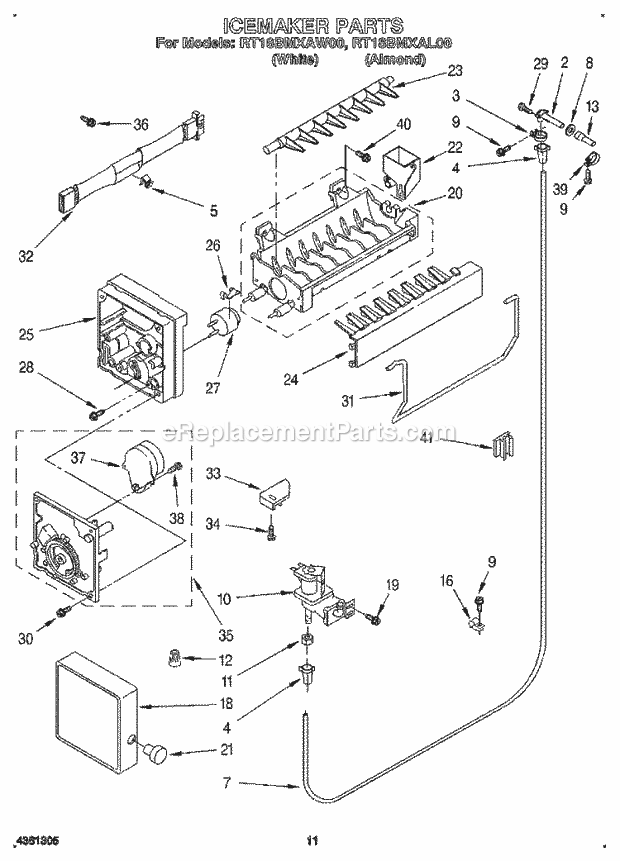 Roper RT18BMXAW00 Top Freezer Refrigerators* Icemaker, Lit/Optional Diagram