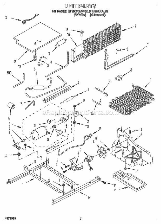 Roper RT18DKXAL02 Top Freezer Refrigerator Unit Diagram